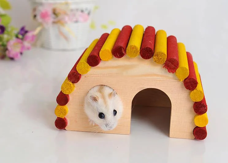 Милый деревянный дом хомяка маленькое окно игрушечный хомяк дом для мыши Песчанка крыса Игрушки для маленьких животных D541