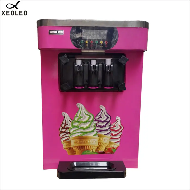 XEOLEO Soft Ice cream machine 3 Flavors Ice cream maker 1700W 18-22L/H CE Approved 110V/220V Commercial Yogurt machine Air-cool