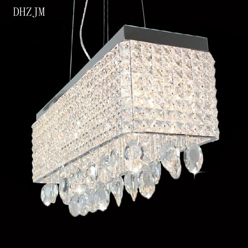 FreeShipping AOLI Modern Crystal Chandelier Rectangle Design Dining Room Lighting lustres pendentes lamp L75*W 25*H100CM | Освещение