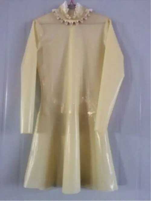 

2019 Latex Dress 100% Rubber Gummi Transparent Ruffle Skirts Sexy Hip Size XL
