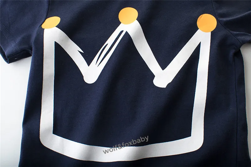 Розничная, Детская футболка для детей от 2 до 10 лет летняя хлопковая футболка с короткими рукавами и круглым вырезом и принтом короны