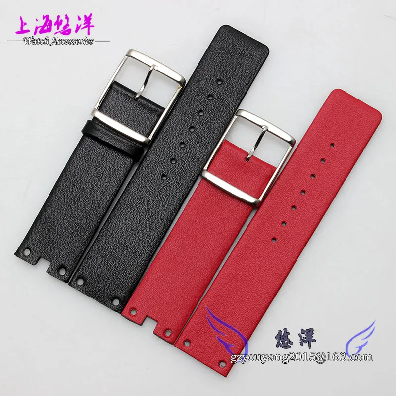 Watchband 21mm 18mm buckle New Mens Womens Red Genuine Leather Watch BANDS Straps Rose gold watch