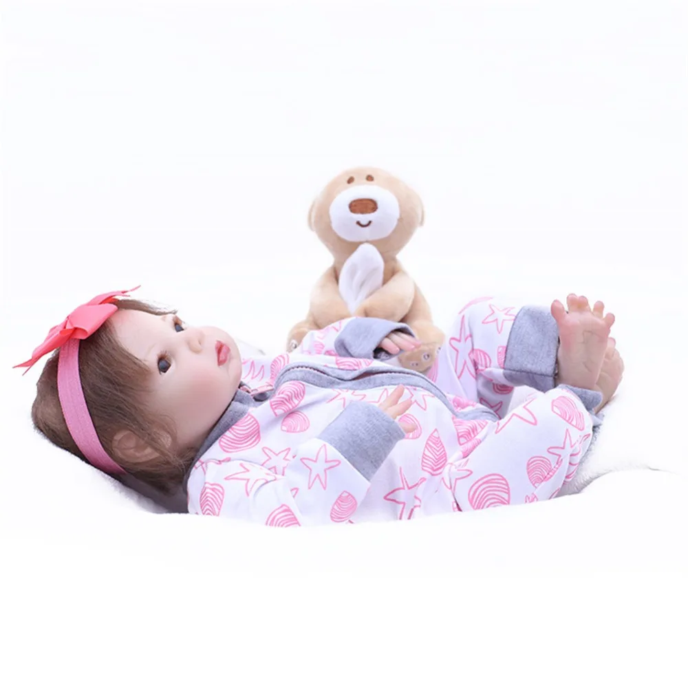 SanyDoll 16 дюймов 43 см Силиконовые baby reborn куклы, кукла reborn милая кукла в платье Рождественский подарок