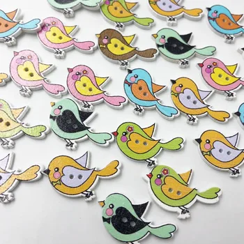 

100PCs Wooden Sewing Buttons Scrapbooking Bird shape 2 Holes 30mm Costura Botones Decorate WB571