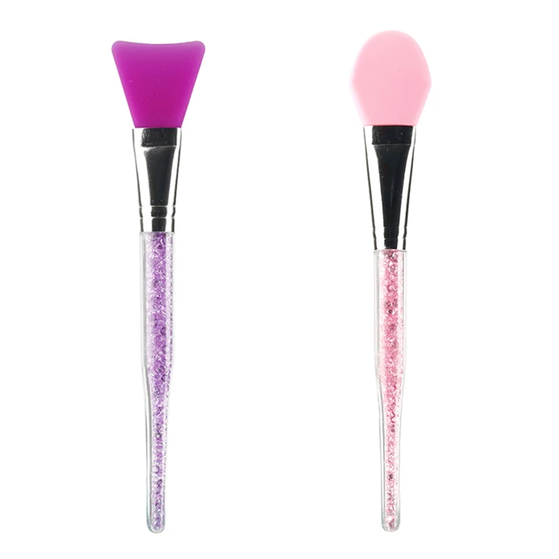 

ELECOOL 2pcs Mask Brushes DIY Facial Silicone Mask Make Tools Purple/Pink Soft Silicone Cosmetic Face Care Tool Eyeshadow Brush
