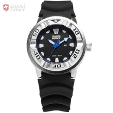 Brand Shark Army Electroplate Case Date Display Outdoor Sport Calendar Blue Hands Silicone Band Men Quartz Military Watch/SAW102