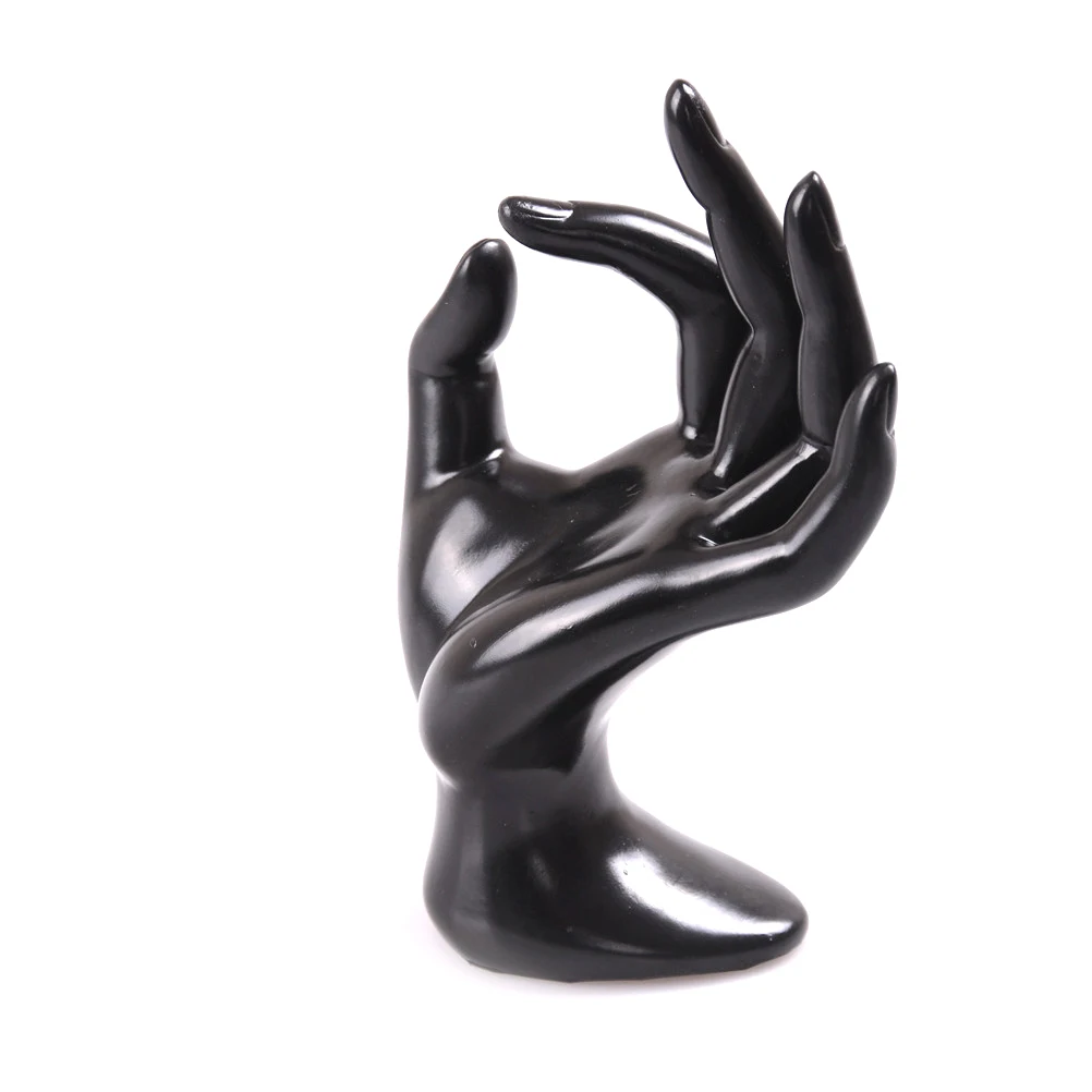 

11*17cm Lady Mannequin Ok Shaped Stand Hand Black Velvet Ring Bracelet Necklace Chain Watch Display Holder Stand