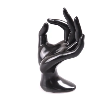 

11*17cm Lady Mannequin Ok Shaped Stand Hand Black Velvet Ring Bracelet Necklace Chain Watch Display Holder Stand