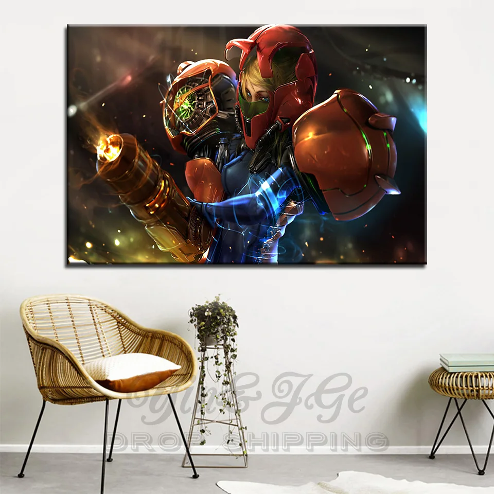 Художественные фотографии Декор настенный постер 1 шт. HD Печать Metroid CGI аниме Samus
