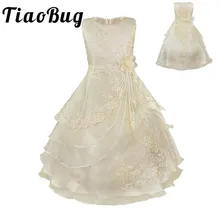 Tiaobug/платье для девочек с вышитыми цветами; Детские праздничные вечерние бальные платья; платье принцессы на выпускной; свадебное кружевное торжественное длинное платье; От 4 до 14 лет