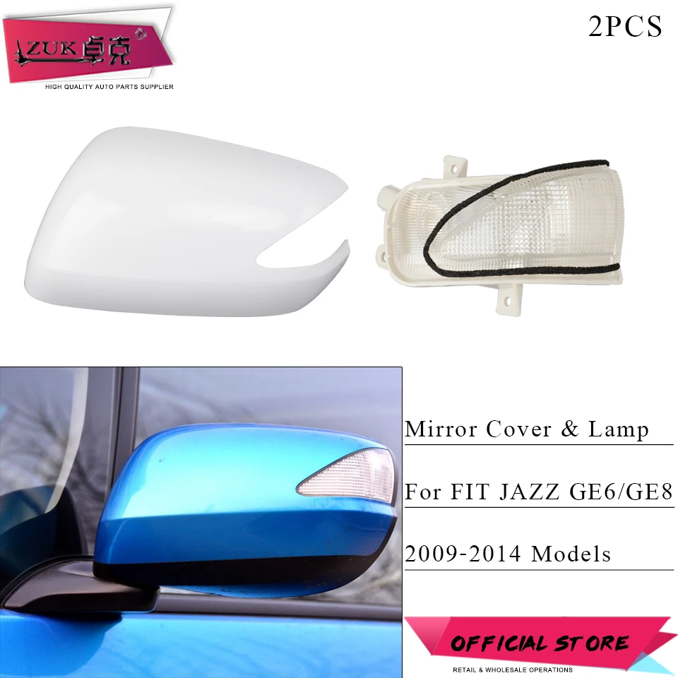 

2PCS Rearview Mirror LED Turn Signal Light Flasher Lamp & Mirror Cover Housing For HONDA FIT JAZZ 2009 2010 2011 2012 2013 2014