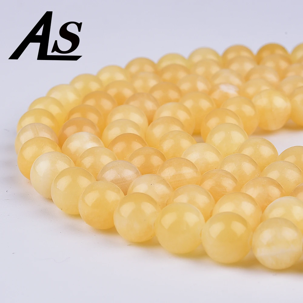 

Asingeloo Natural Stone Yellow Jaspers Round Beads 15" Strand 6 8 10 MM Pick Size For Jewelry Making