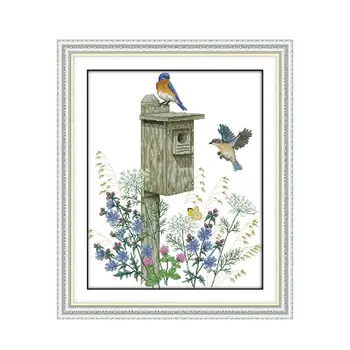 

11CT 14CT Count Embroidered Cross Stitch Kit Handmade Bird's Home Simple Modern Bird Nest Wall Sticker Decoration