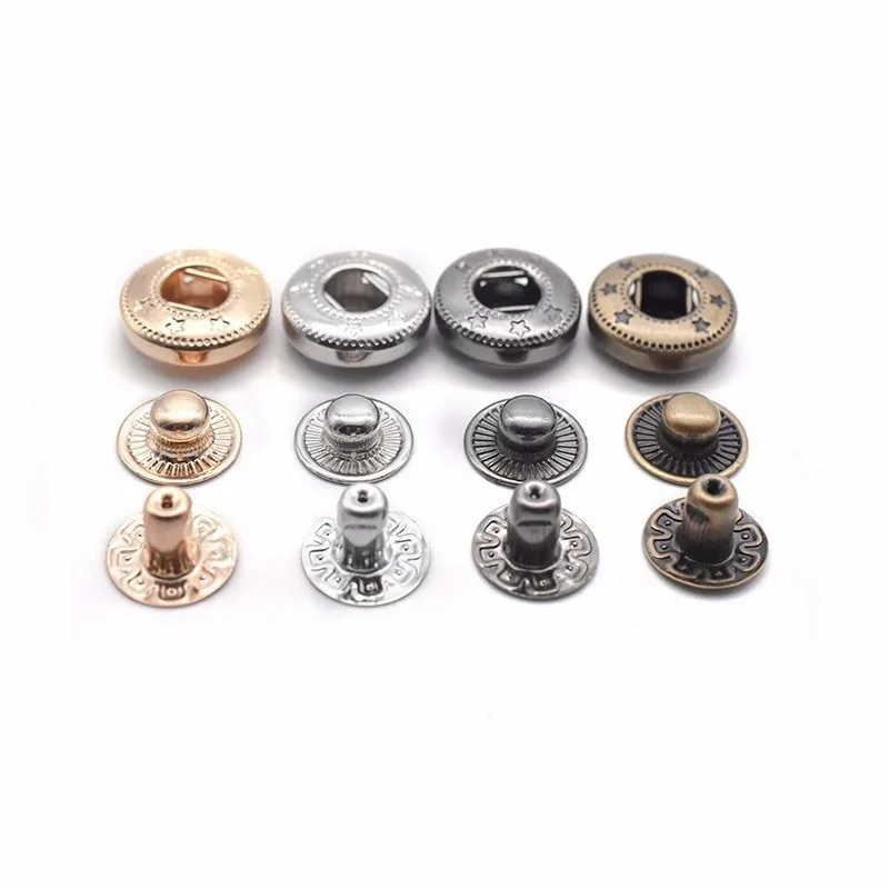 

20set Pack Metal Brass Button Press Sewing Snap buttons Smooth Fasteners Sewing Leather Clothes Bags Handmade DIY Craft Buckle