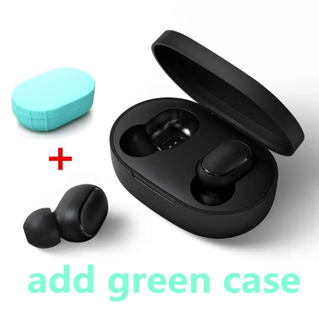 Original Xiaomi Mi Redmi AirDots Earphone Bluetooth 5.0 Wireless headset Noise Reduction stereo Headphone Earbuds Handsfree - Цвет: add green case