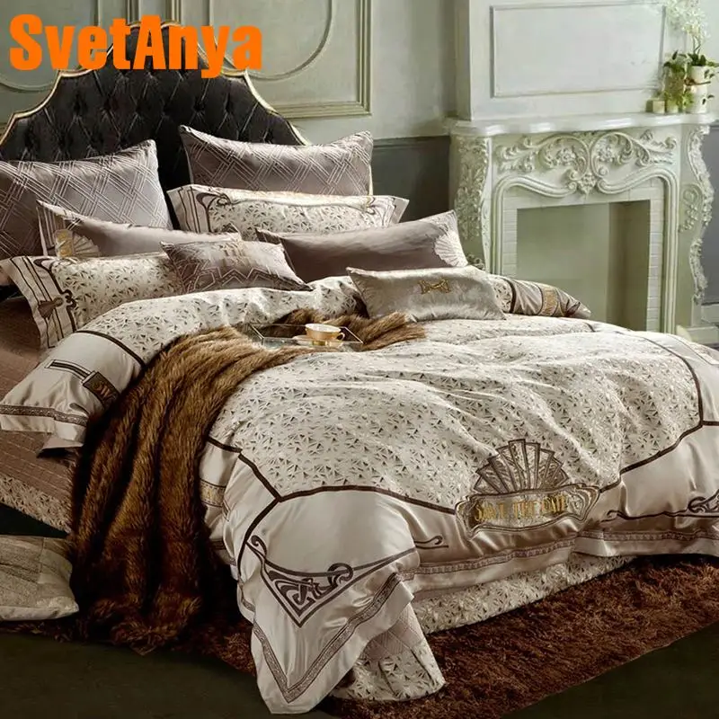 

Svetanya Royal style Brocade Bedding Set king queen double size Bedlinen