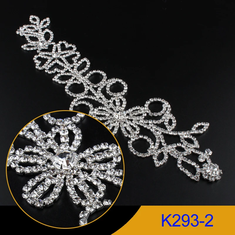 1pcs Rhinestone Applique Crystal clear stone sew on Flower Pattern