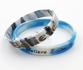 

200pcs Assorted Color Mixed Wristband,Custom Logo Engrave cheap Bracelet I Believe Debossed Bands Any Color Available