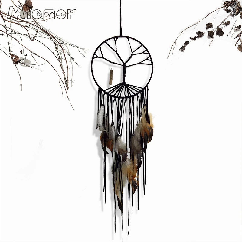 生命の木が付いた黒いインドの壁掛けペンダント スーパービッグ ドリームキャッチャー ウィンドチャイム カフェ バー 結婚式 家の装飾 Amor075 Tree Of Life Tree Of Life Pendanttree Hanging Aliexpress
