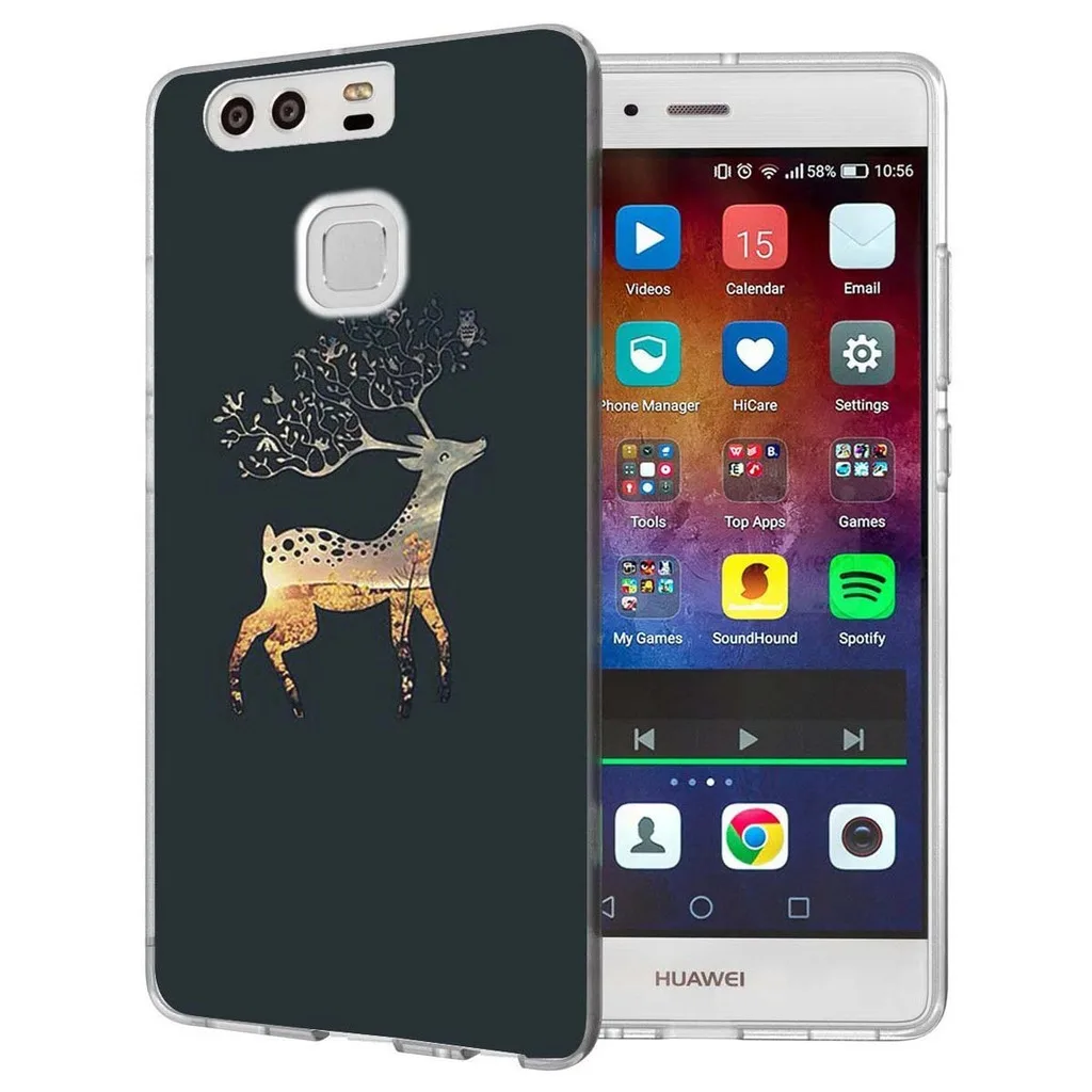 Чехол для Huawei P9 Lite (2016)/P8 (2016) художественный Рисунок со стразами Прозрачный мягкий