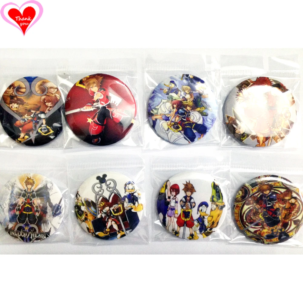 Love Thank You Kingdom Hearts Birth by Sleep 45 мм 4 шт./8 шт. в партии булавки сзади значок пуговичная брошь для сумки подарок игрушка ткань аниме