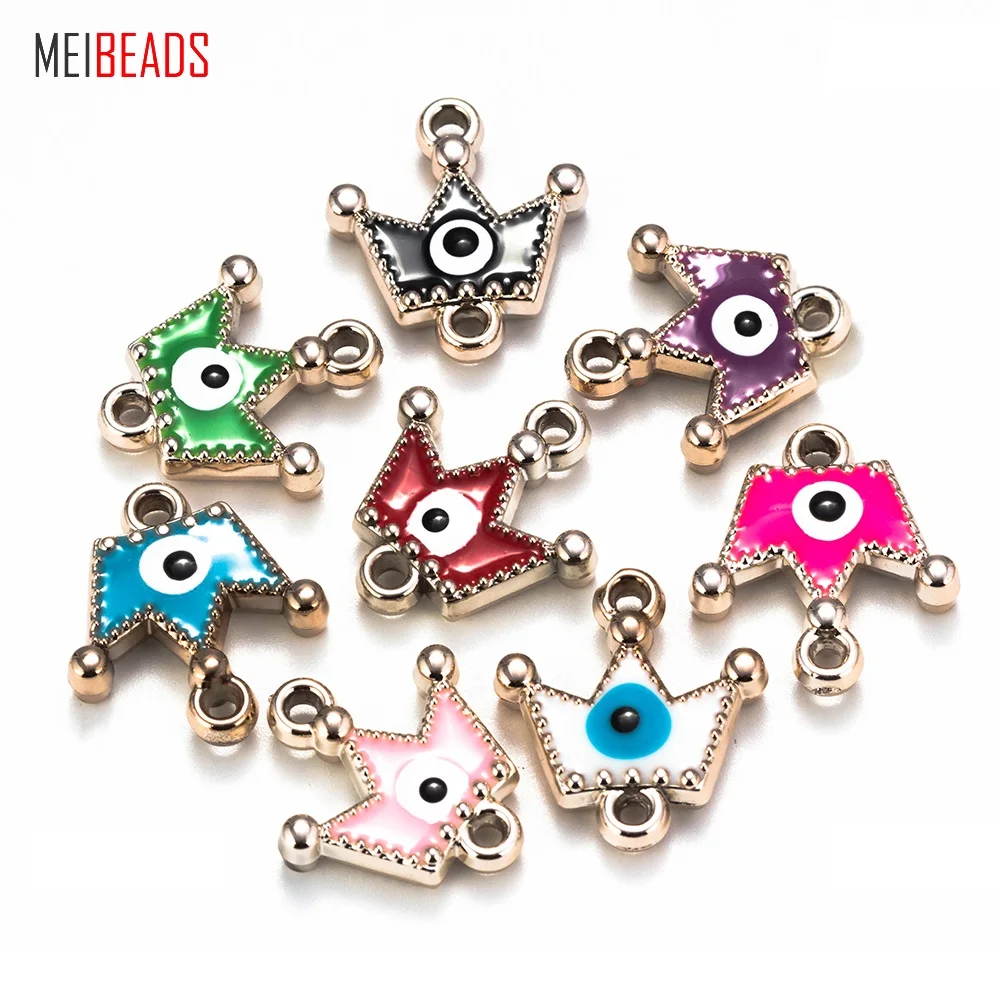

MEIBEADS 5pcs/lot Evil Eye CCB Crown Charms Mixed Color Fitting Women DIY Evil Eye Necklace Pendant Jewelry Accessories EY6123