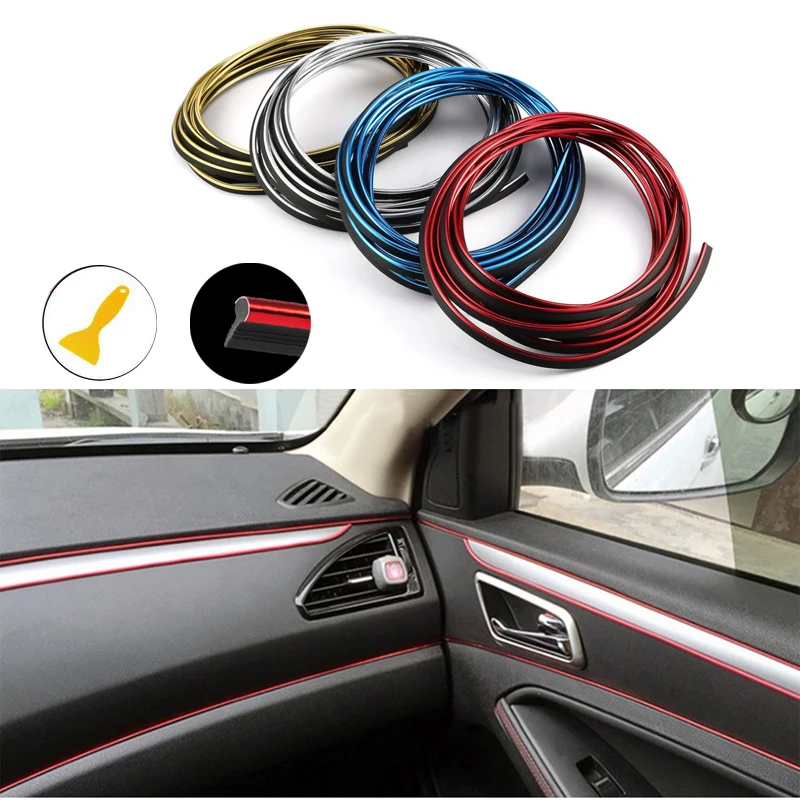 

Car Interior Decoration Strips Moulding Trim Dashboard Door Edge For Volkswagen Golf 4 5 7 6 Honda Civic Accord Chevrolet Cruze
