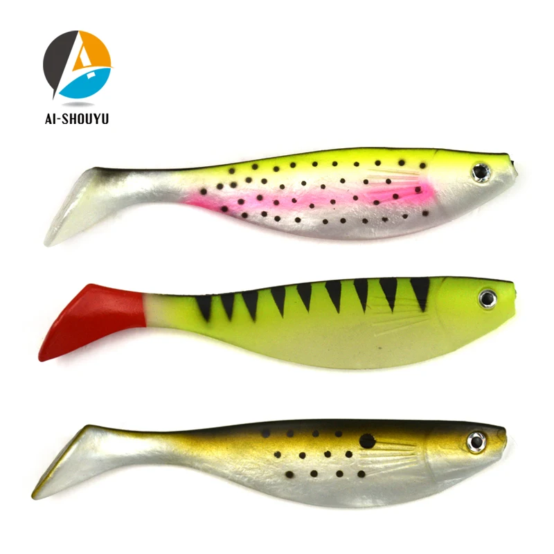 AI-SHOUYU 3pcs New T Tail Soft Fishing Lure Shad 10cm 12g Plastic Bass Lures Swimbait For Pike Zander | Спорт и развлечения