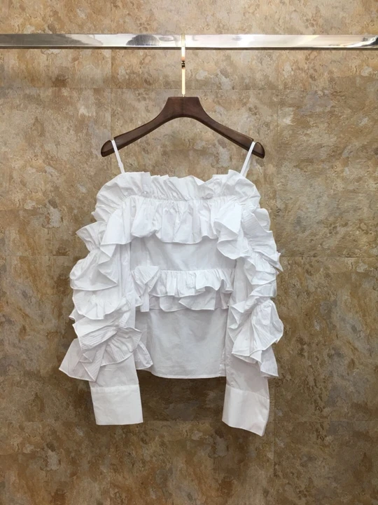 

Summer 2019 New Woman's Out-of-Shoulder and Ear Stitching Pure Colored Baitao Suspension Clothes 612