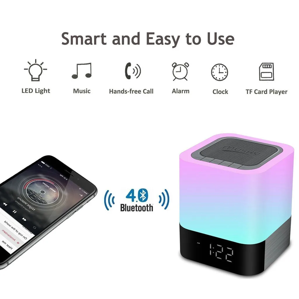 Динамик VOBERRY Hifi + цифровой будильник сенсорный светодиодный bluetooth динамик Ночной