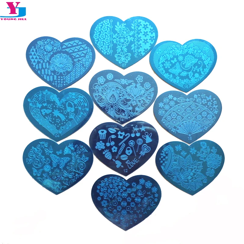 

10pcs Mix Design 3D Nail Stamping Plates New Arrival Heart Design Sexy Flower Lace Salon Beauty Decoration DIY Manicure Tools