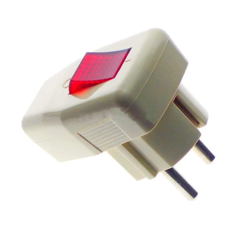 4PCS Schuko Germany Type F Rewireable Power Plug 250V 16 Amp W/ LED Indicator Switch