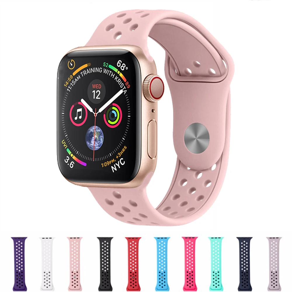 

Silicone strap for apple watch band correa 44mm 40mm 42mm 38mm iwatch series 4 3 2 1 Sport bracelet wrist belt rubber watchband