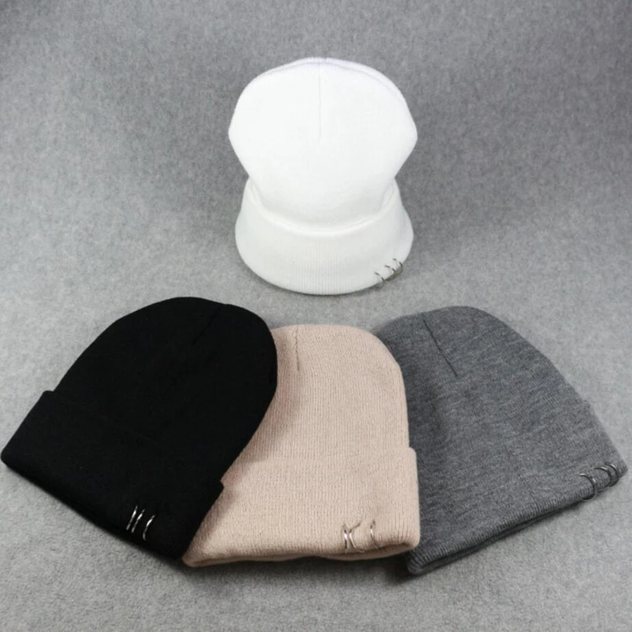 

winter head hat cap unisex warm knitting wool cap hat skullies beanies plain headgear cap soft knit hip-hop white black hats