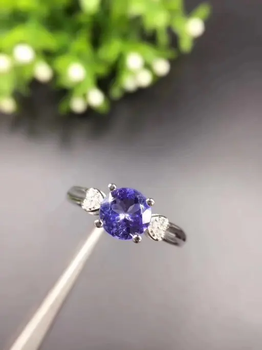 Верность натуральный 6 мм Танзанит кольца s925 стерлингового серебра модные ювелирные украшения для женщин вечерние с натуральным синим камнем