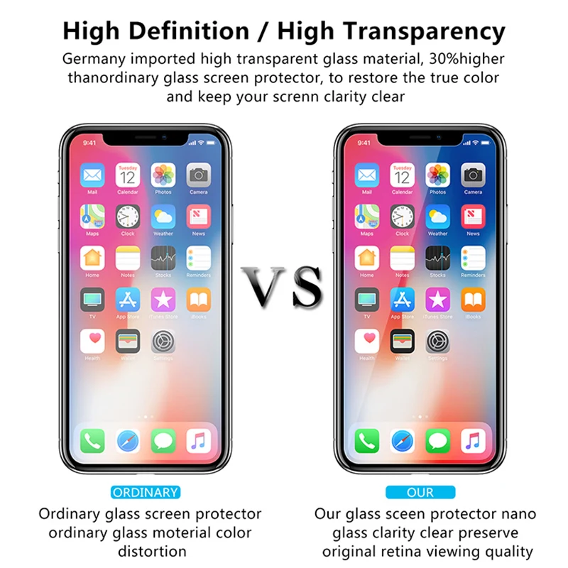 Закаленное стекло для iPhone 7 6 6S Plus 11 Pro защита экрана закаленное 9H Защитная пленка для телефона iPhone X XR XS Max 8 5 5S SE