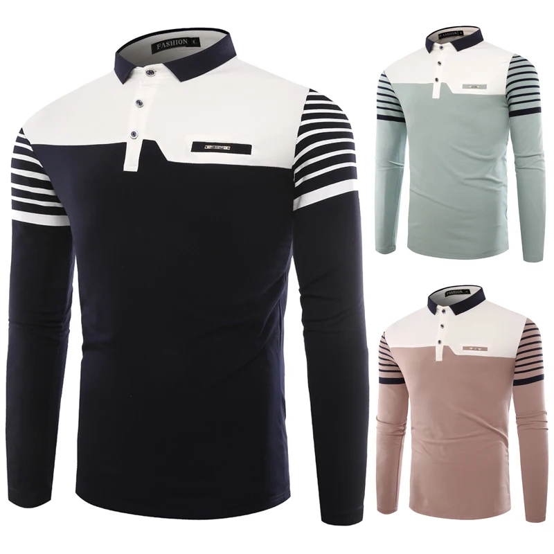  Brand Men Polo Hombre Shirt Mens Fashion Collar shirts Long Sleeve Casual Camisetas Masculinas Plus