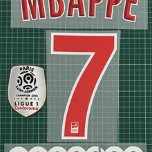 19 PSG home MBAPPE#7 набор именных чисел+ Ligue 1 Чемпион патч+ ooredo Париж MBAPPE#7 nameset