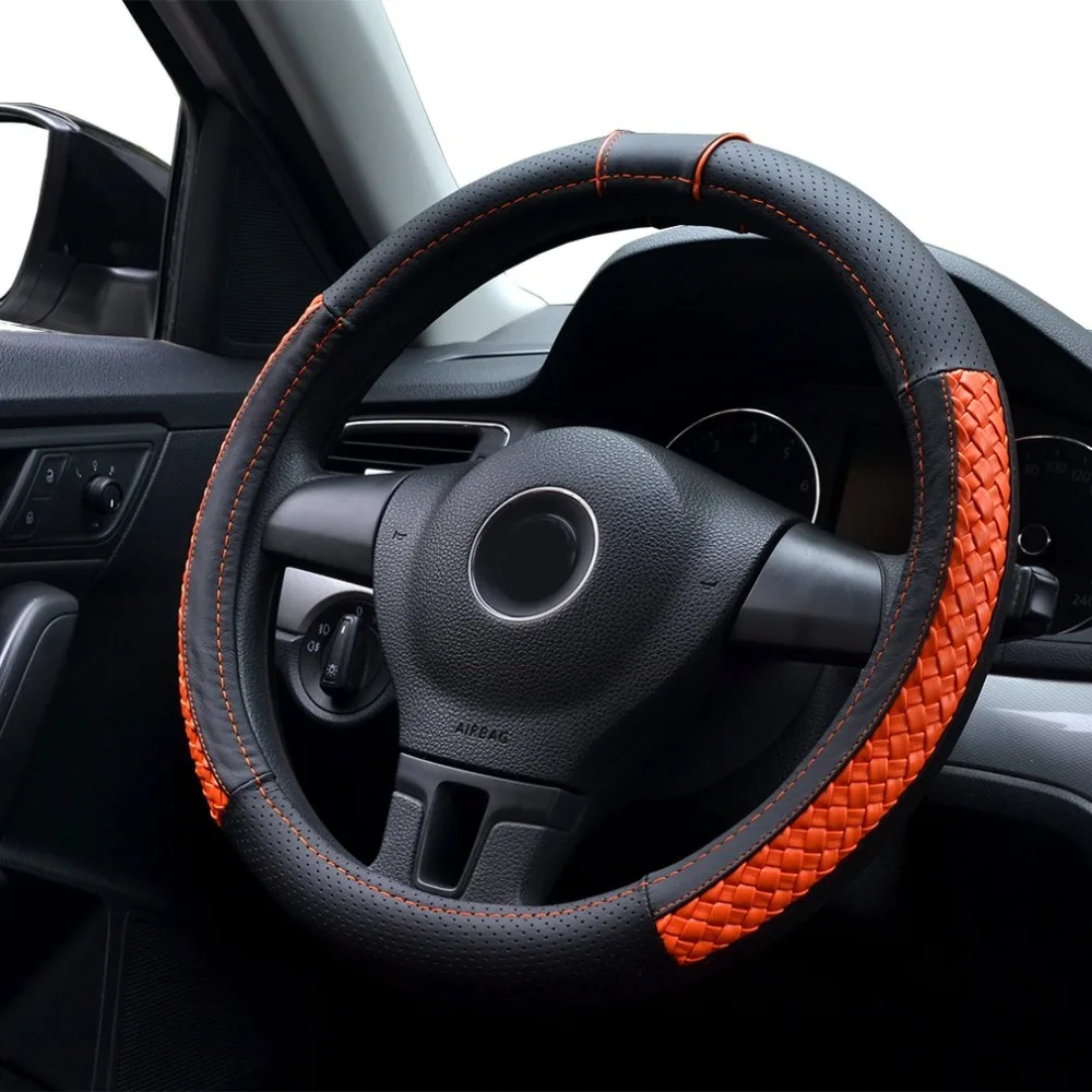 38 см Универсальный Авто Кожаный руль покрытие для интерьера автомобильные чехлы нескользящий держатель протектор Горячий