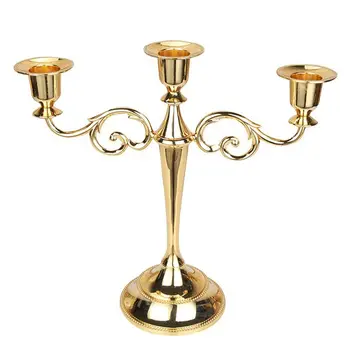 

3-Candle Metal Candelabra Tall Candle Holder Wedding Event Candelabra Candle Stand (gold)