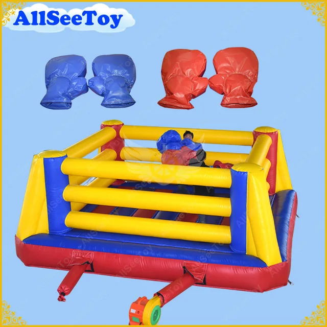 5m by 5m Inflatable Boxing Ring Playground,2 Set Giant Gloves Include