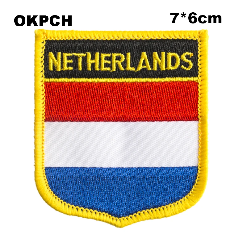 Голландский щит форма Железный На Флаг патч вышитые пилы на значки, патчи для одежды PT0076-S