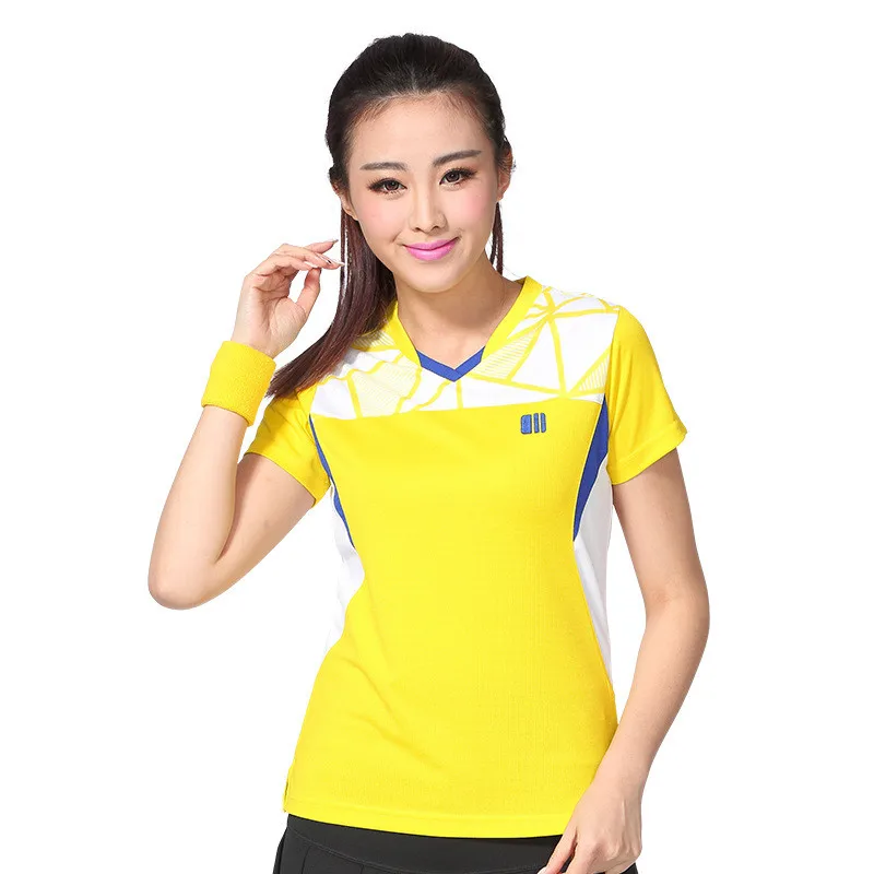 

Woman Quick Dry Badminton TShirt Round Neck Breathable Pingpang Uniform Tennis Top 2016 New Model