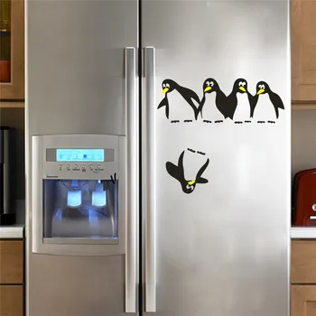 Funny Save penguin kitchen fridge sticker decals dining room wall stickers home decor For Refrigerator Bathroom Nursery Room