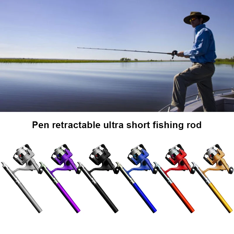 

Fishing Rod Pole Pen Shape Reel Wheel Mini Portable Telescopic Durable Aluminum Alloy ALS88