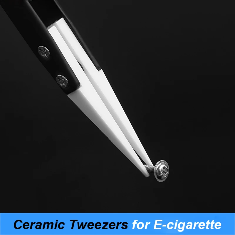 Керамический пинцет с ручкой из нержавеющей стали изогнутый направленный Пинцет Черный Ремонт Инструменты для электрической сигареты vape j28
