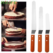 HILIFE деревянная ручка кухонная гладкой нож для кремового торта маслонамазыватель помадка, кондитерские изделия Торт Декор лопаточка из нержавеющей стали