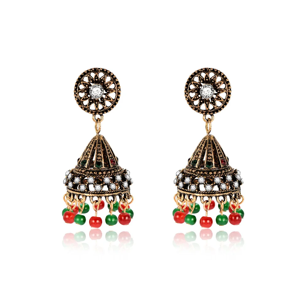 Retro Exotic Earrings Bohemian Beads Dangle Drop Round Wind Chimes Shape Exquisite Jewelry For Women Girls Col | Украшения и