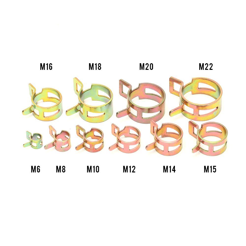 

High Quality 100PCS/Set 6-22mm Automotive Hose Clamps Spring Clip Fuel Line Hose Water Pipe Air Tube Clamps Fastener