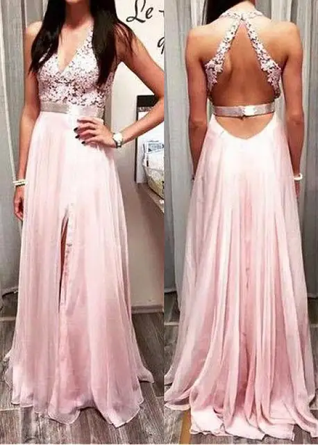 Light Pink Long Prom Dresses